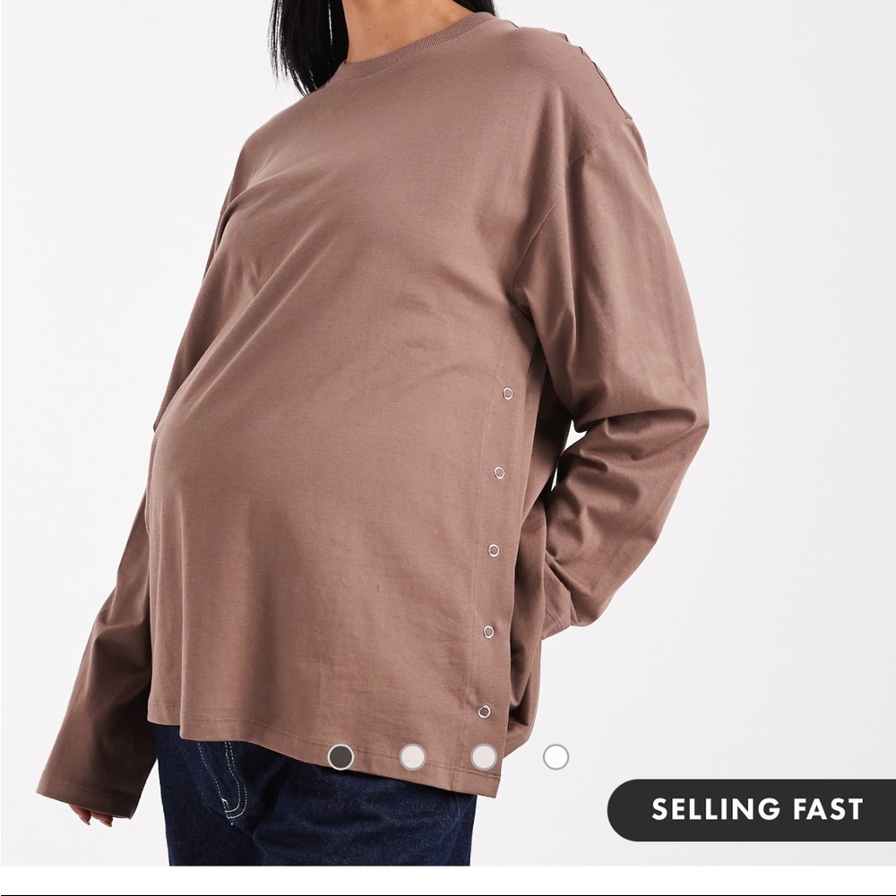 NWT ASOS Women's Nursing Long Sleeve Tshirt Chocolate